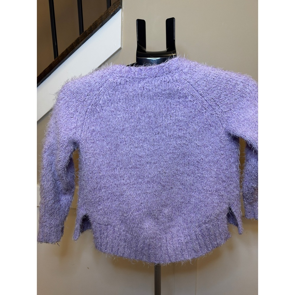 Cat & Jack Girls Purple Eyelash Knit Metallic Shimmer Sweater Size S 6/6X